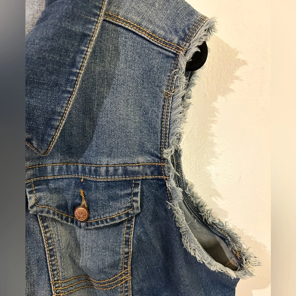 American Rag Cie Indigo Denim Vest Sleeveless Denim Jacket sz 1X with stretch - Picture 3 of 8